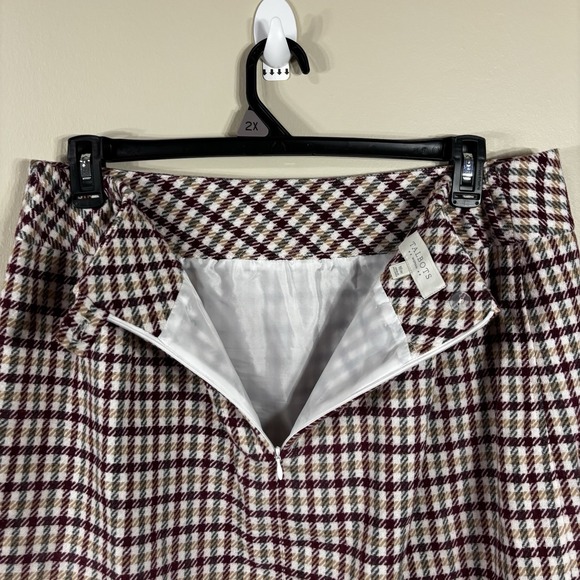 Talbots Women's Wool Pencil Skirt Size 16W Maroon/Gold/Green Plaid Fully Lined - Picture 4 of 10